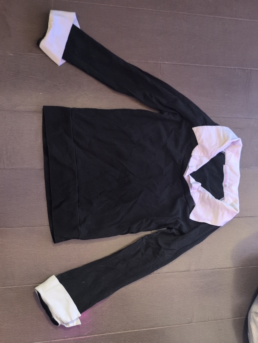 Black Long Sleeve Top with White Collar and Cuffs